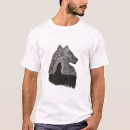 Wolf Potloodschets T-Shirt | Realistische Wolf Tek