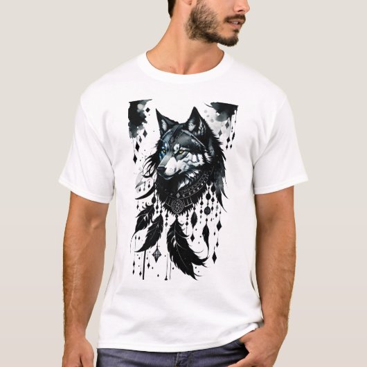 Wolf, Predator, Dreamcatcher, Amulet, Talisman T-shirt (Voorkant)