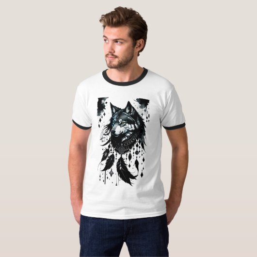Wolf, Predator, Dreamcatcher, Amulet, Talisman T-shirt (Voorkant volledig)