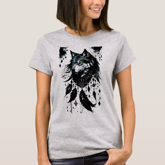 Wolf, Predator, Dreamcatcher, Amulet, Talisman T-shirt (Voorkant)