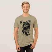 Wolf, Predator, Dreamcatcher, Amulet, Talisman Tri-Blend Shirt (Voorkant volledig)