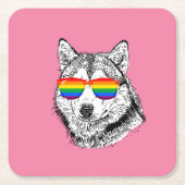 Wolf Pride Sunglazen Kartonnen Onderzetters (Voorkant)