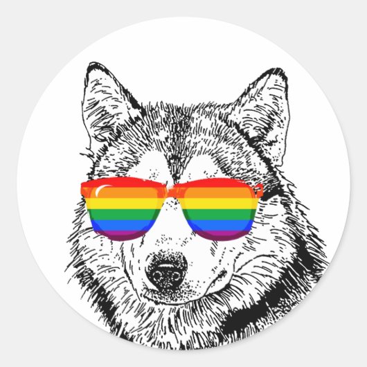 Wolf Pride Zonnebrillen Ronde Sticker (Voorkant)