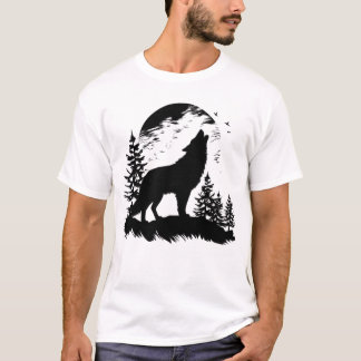 Wolf print t-shirt, T-shirts voor mannen, casual t