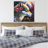 Wolf profiel Bloemenportret kunst Canvas Afdruk (Insitu (Slaapkamer))