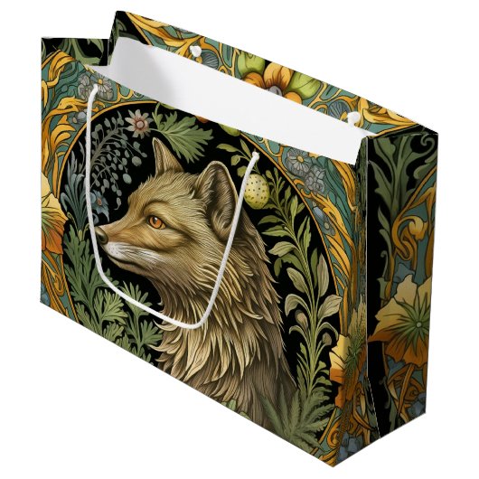 Wolf profiel in  stijl groot cadeauzakje (Voorkant Gekanteld)
