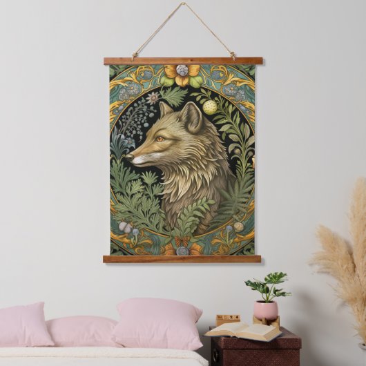 Wolf profiel in  stijl hangend wandkleed (Slaapkamer)