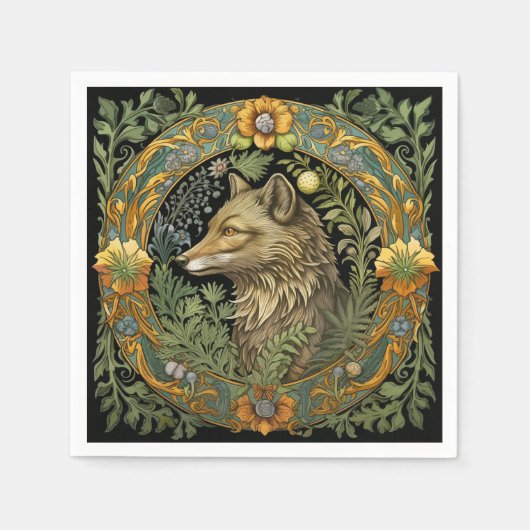 Wolf profiel in stijl servet (Voorkant)