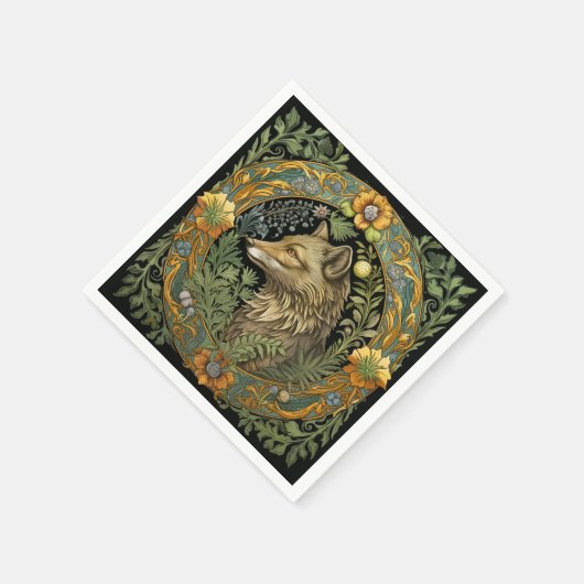 Wolf profiel in stijl servet (Hoek)