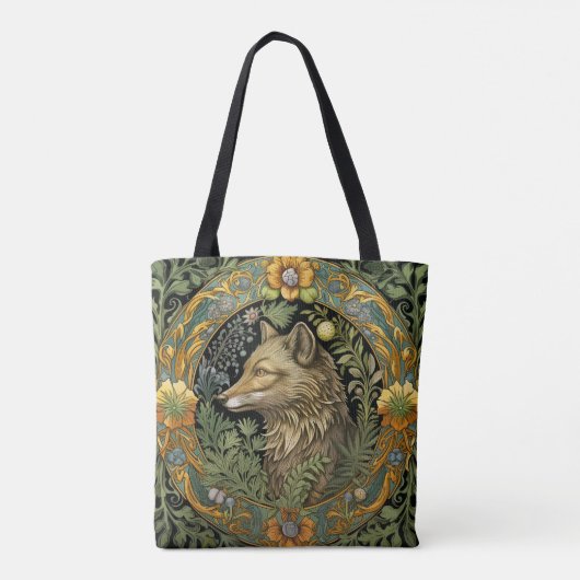 Wolf profiel in stijl tote bag (Achterkant)