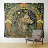 Wolf profiel in stijl wandkleed (In Situ (horizontaal))