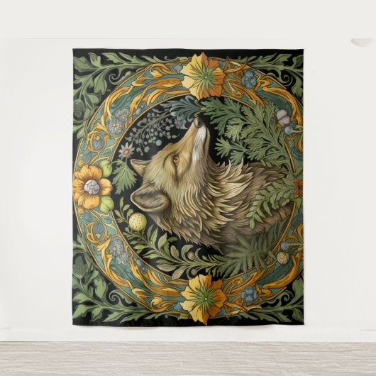 Wolf profiel in stijl wandkleed (Voorkant)