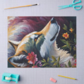 Wolf Profiel Kleurrijke Bloemenportret Kunst Tissuepapier (Craft)