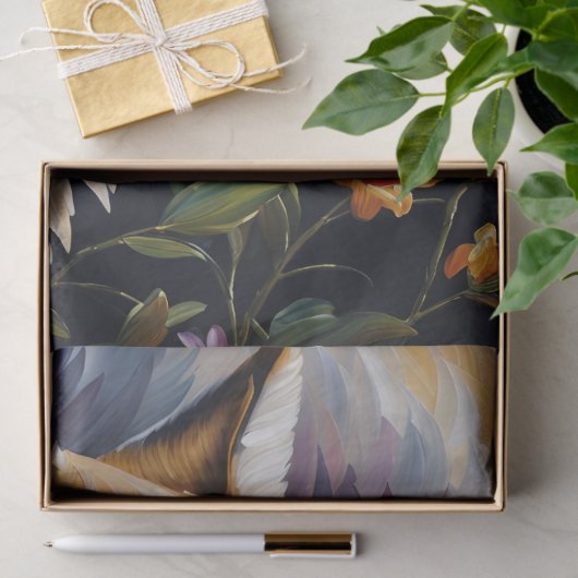 Wolf Profiel Kleurrijke Bloemenportret Kunst Tissuepapier (Geschenk)