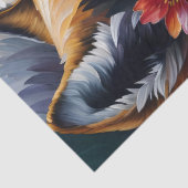 Wolf Profiel Kleurrijke Bloemenportret Kunst Tissuepapier (Detail)