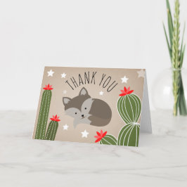 Wolf Pup Cactus Desert Stars Baby shower Bedankkaart
