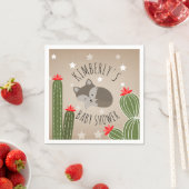 Wolf Pup Cactus Desert Stars Baby shower Servetten (Insitu)
