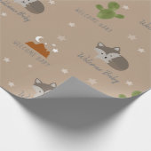 Wolf Pup Cactus Desert Stars Welkom Baby Cadeaupapier (Hoek)