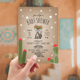 Wolf Pup Desert Stars Cactus Meisje Baby shower Kaart