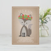 Wolf Pup Floral Succulent Cactus Baby shower Kaart (Staand voorkant)