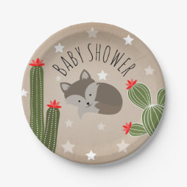 Wolf Pup Floral Succulent Cactus Baby shower Papieren Bordje