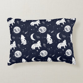 Wolf Pup Howling bij de Moon Pillow Accent Kussen