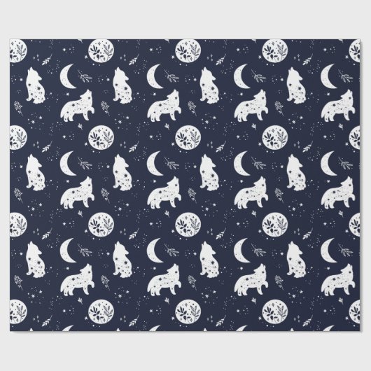 Wolf Pup Howling bij de Moon Wrapping Paper Set Cadeaupapier (Vlak)