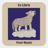 Wolf Pup Howling Bookplate Vierkante Sticker (Voorkant)