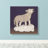 Wolf Pup Howling Canvas Afdruk (Insitu (Houten vloer))