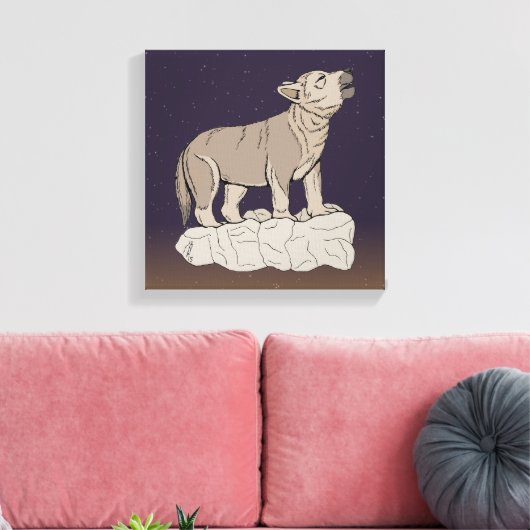 Wolf Pup Howling Canvas Afdruk (Insitu (Woonkamer))