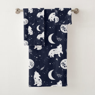 Wolf Pup Howling in de Maan Favor Box Bad Handdoek
