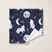 Wolf Pup Howling in de Maan Favor Box Bad Handdoek (Wasdoekje)
