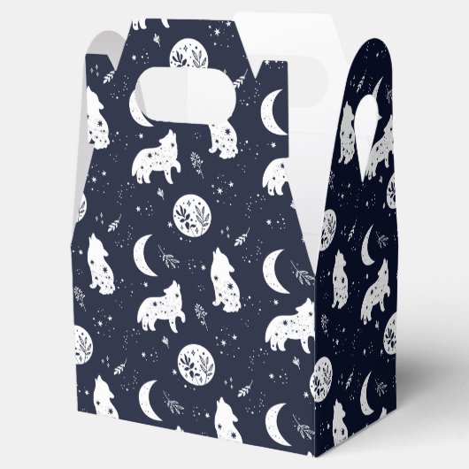 Wolf Pup Howling in de Maan Favor Box Bedankdoosjes (Geopend)