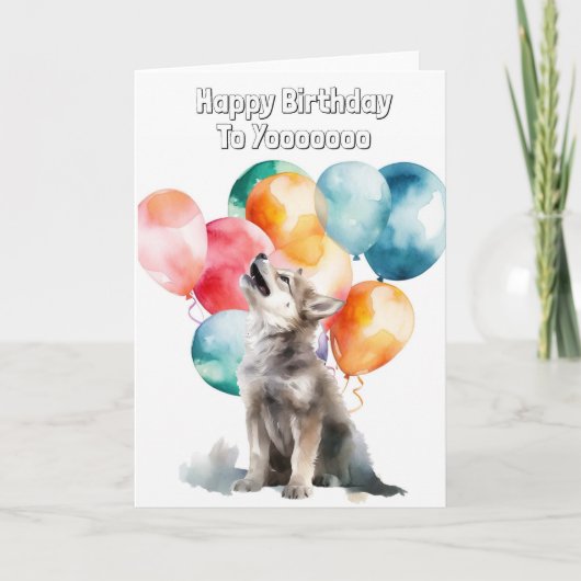 Wolf Pup Howling Kaart (Voorkant)