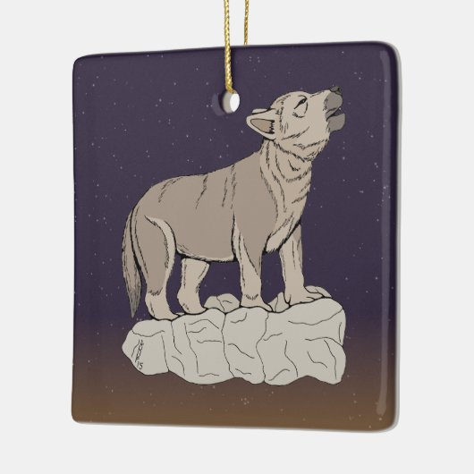 Wolf Pup Howling Keramisch Ornament (Links)