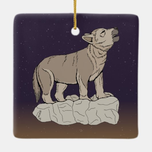 Wolf Pup Howling Keramisch Ornament (Achterkant)