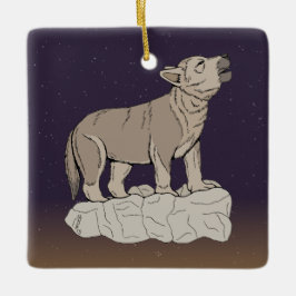 Wolf Pup Howling Keramisch Ornament