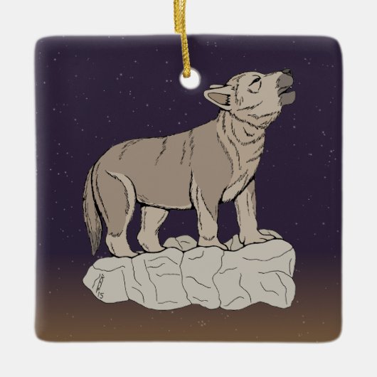 Wolf Pup Howling Keramisch Ornament (Voorkant)