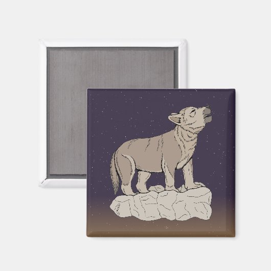 Wolf Pup Howling Magneet (Voorkant / Achterkant)