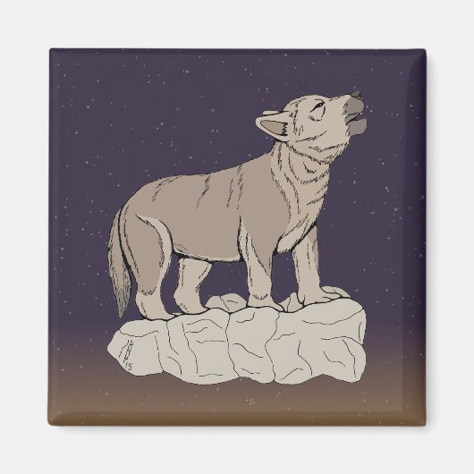 Wolf Pup Howling Magneet (Voorkant)