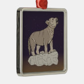 Wolf Pup Howling Metalen Ornament (Rechts)