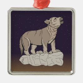 Wolf Pup Howling Metalen Ornament