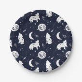 Wolf Pup Howling op de Maan Papieren Bordje (Voorkant)