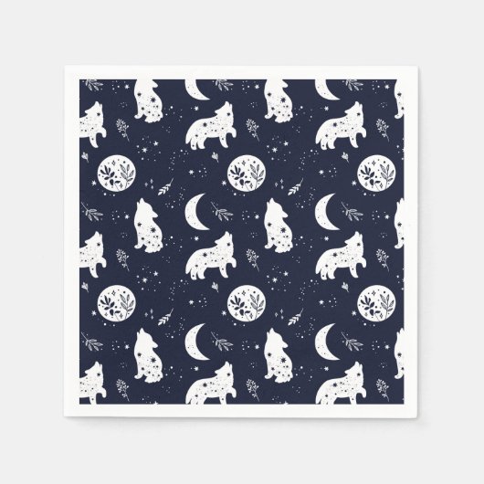 Wolf Pup Howling op de Maan Servet (Voorkant)