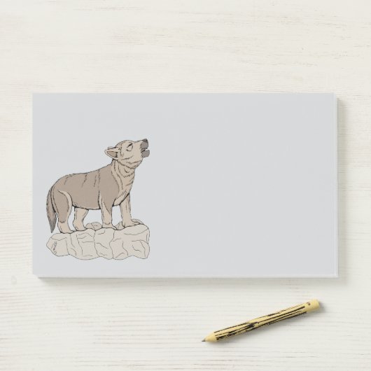 Wolf Pup Howling Post-it® Notes (Op bureau)