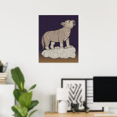 Wolf Pup Howling Poster (Thuiskantoor)