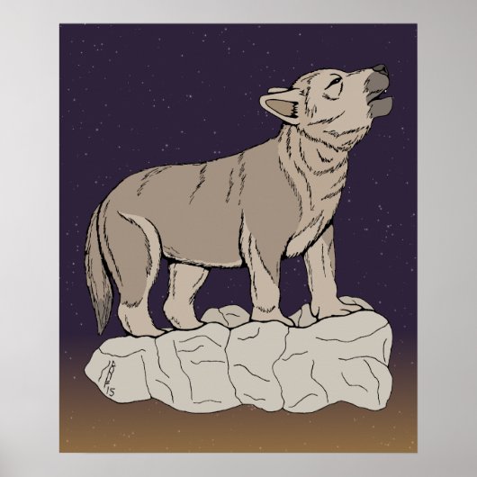 Wolf Pup Howling Poster (Voorkant)
