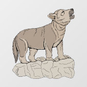 Wolf Pup Howling Raamsticker (Vel)