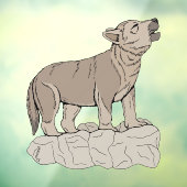 Wolf Pup Howling Raamsticker (Vel 3)