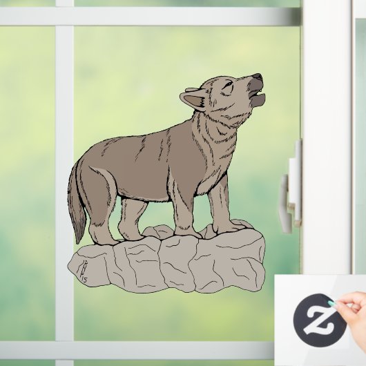 Wolf Pup Howling Raamsticker (Huis)